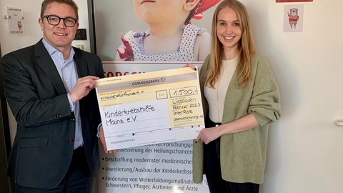 Finanzielle Hilfe für junge Patienten: InterRisk spendet erneut 1.500 Euro an Kinderkrebshilfe Mainz